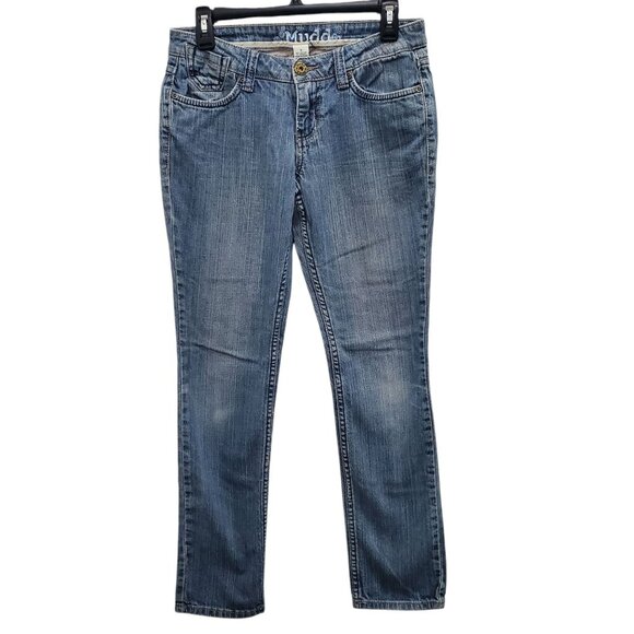 Mudd Junior's Vintage Y2K Light Wash Distressed Denim Low Rise Skinny Jeans Sz 7 - Picture 1 of 6